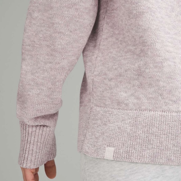 NWT Lululemon Boxy Cotton-Blend Sweater, Light Pink/Grey Heather, Medium - Picture 4 of 15